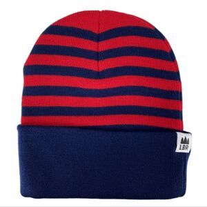 🔺️NWT Little Bay Root Red & Blue Striped Beanie Cap Unisex One Size